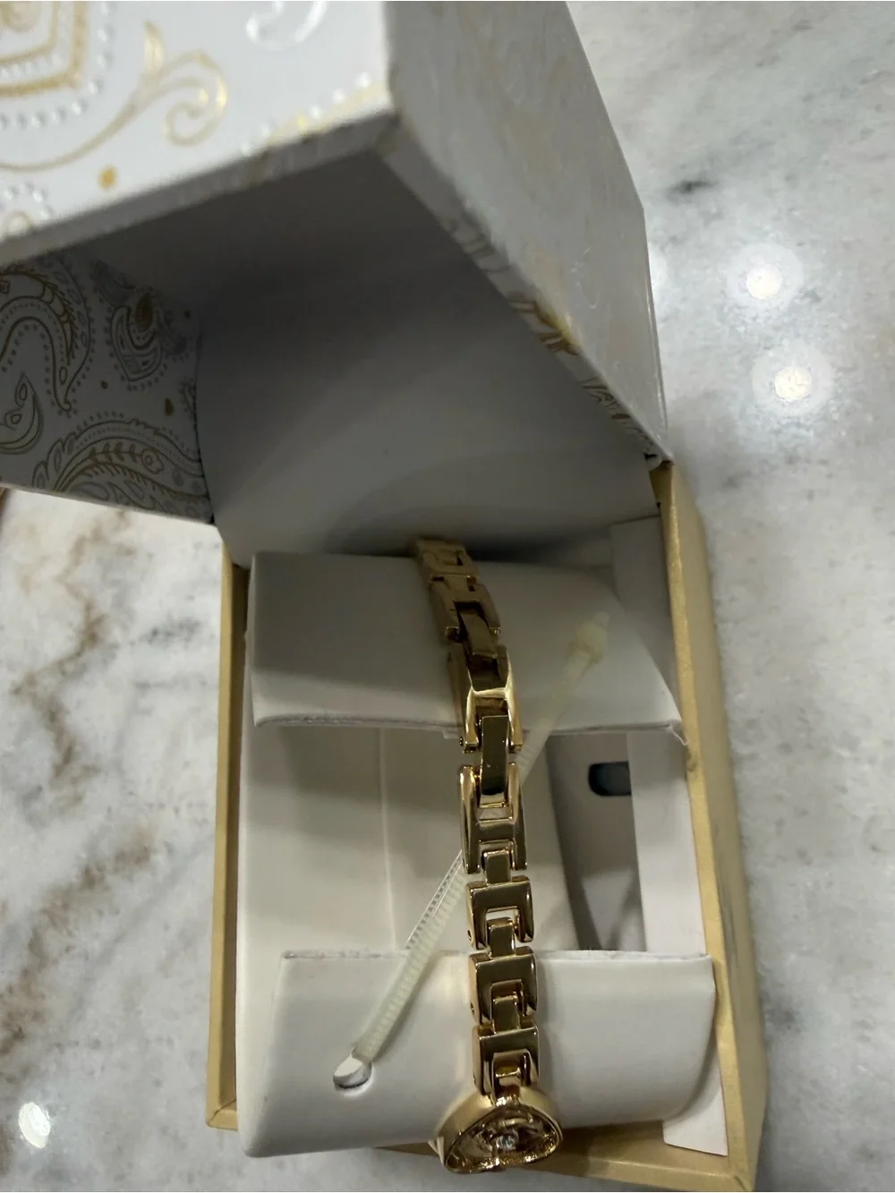 Gold-Tone Women’s Heart Link Bracelet Watch